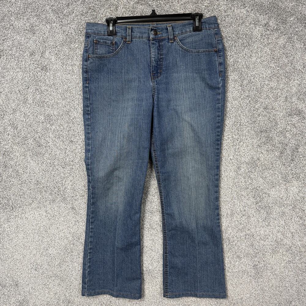 Relativity Jeans Womens 12P Blue Mid Rise Straight Stretch Embroidered 33x26